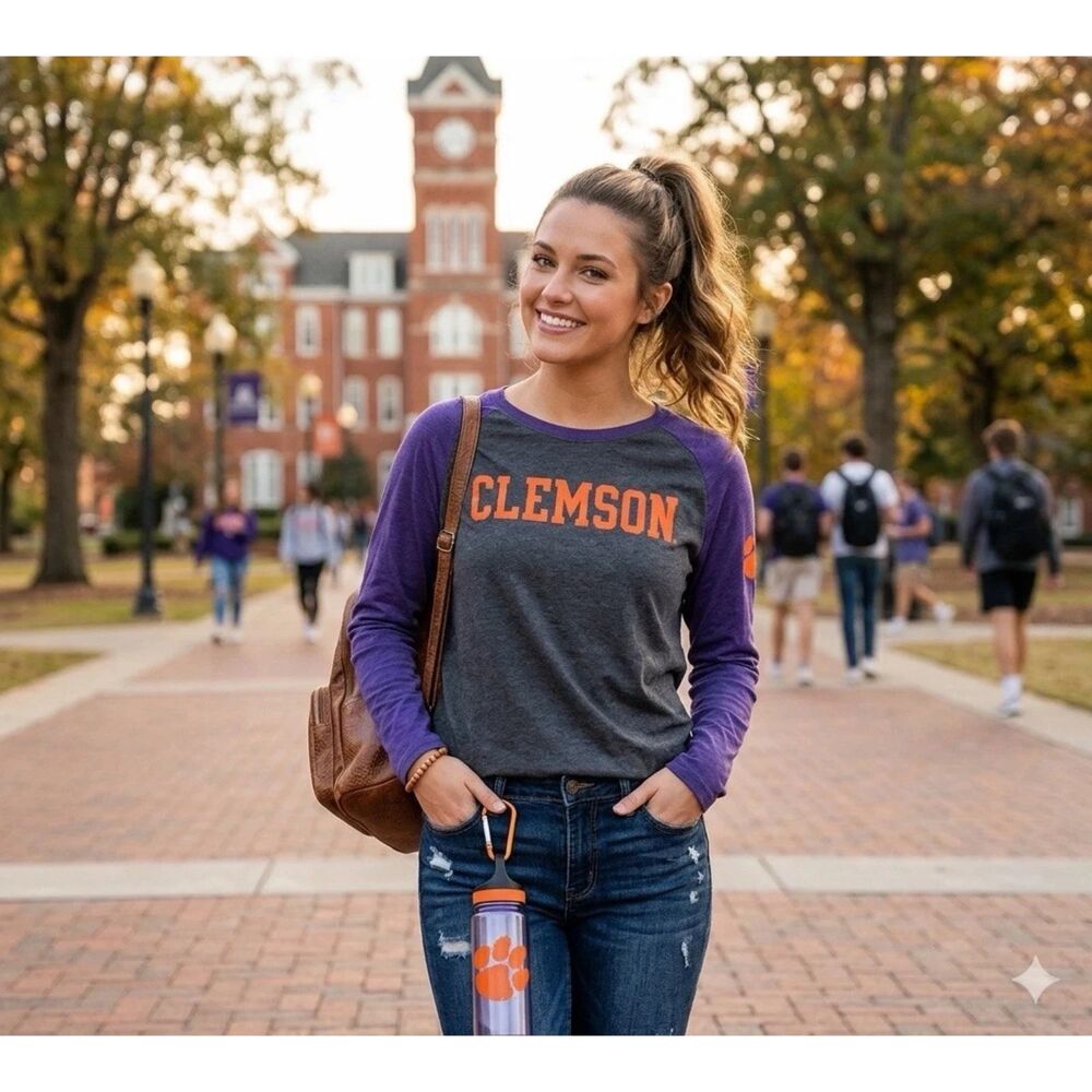 Gen 2 NCAA Clemson Tigers Raglan T-Shirt  Womens M College Sports Casual New